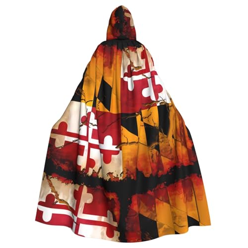 XZDAL Umhang mit Kapuze und Maryland-Flagge aus Holz, für Erwachsene, für Halloween, Cosplay, Maskerade, Party-Kostüm von XZDAL