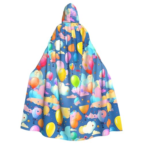 XZDAL Umhang mit bunten Luftballons für Erwachsene, mit Kapuze, für Halloween, Cosplay, Maskerade, Party-Kostüm von XZDAL
