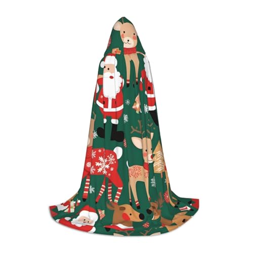 XZDAL Weihnachtsmann und Weihnachten Hirsch Kapuzenumhang L für Teenager Langer Umhang Kostüm Cosplay Maskerade Karneval Party von XZDAL