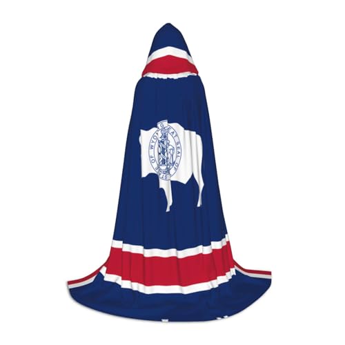 XZDAL Wyoming State Flag Printed Hooded Cape M for Teens Cosplay Role-Play Festival Maskerade and Theme Party Costume von XZDAL