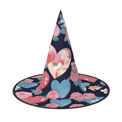 XZDLXJ Faltbarer Hexenhut mit Blumenherzen für Festivals & Cosplay - Faltbar und leicht mit verstellbarer Struktur XZDLXJ Faltbarer Hexenhut mit Blumenherzen für Festivals & Cosplay - Faltbar und leicht mit verstellbarer Struktur von XZDLXJ