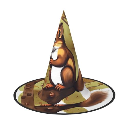 XZDLXJ Nussfressendes Eichhörnchen Faltbarer Hexenhut für Festivals & Cosplay - Faltbar und leicht mit verstellbarer Struktur XZDLXJ Nussfressendes Eichhörnchen Faltbarer Hexenhut für Festivals & Cosplay - Faltbar und leicht mit verstellbarer Struktur von XZDLXJ