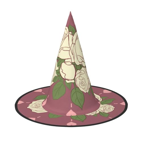 XZDLXJ Weiße Rose der Liebe Faltbarer Hexenhut für Festivals & Cosplay - Faltbar und leicht mit verstellbarer Struktur XZDLXJ Weiße Rose der Liebe Faltbarer Hexenhut für Festivals & Cosplay - Faltbar und leicht mit verstellbarer Struktur von XZDLXJ