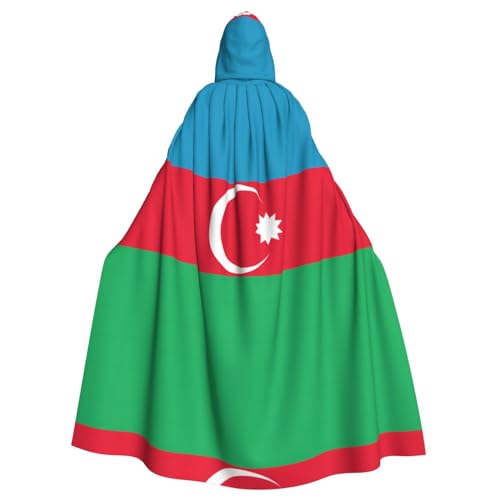 XZDLYY Umhang mit Kapuze für Erwachsene, Flagge von Aserbaidschan, für Cosplay, Maskerade und Themenpartys, bequem, langlebig und stilvoll von XZDLYY