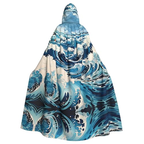 XZDLYY Umhang mit Kapuze für Erwachsene, Ukiyo-e-Stil, Wellen, für Cosplay, Maskerade und Themenpartys, bequem, langlebig und stilvoll von XZDLYY