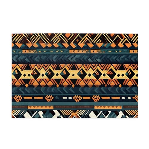 African Tribal Ethnische Textur Horizontales Holzpuzzle 1000 Teile Entspannen und Verbessern Sie die Hände auf Fähigkeiten und Konzentration von XZDZWK