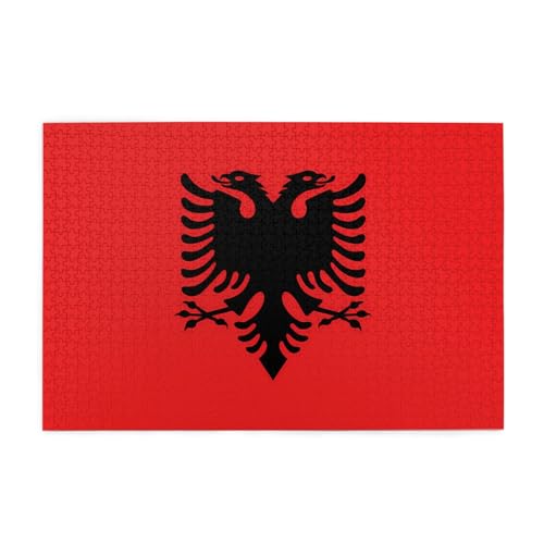 Albanische Flagge Horizontales Holzpuzzle 1000 Teile Entspannen und Verbessern Sie die Hände auf Fähigkeiten und Konzentration von XZDZWK