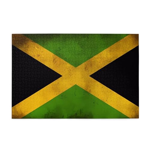 Alte Jamaikanische Flagge, horizontales Holzpuzzle 1000 Teile, entspannen und verbessern die Hände auf Fähigkeiten und Konzentration von XZDZWK
