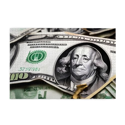 Banknote Patterns Horizontal Wooden Jigsaw Puzzle 1000 Pieces Relax and Improve Hands on Skills and Konzentration von XZDZWK