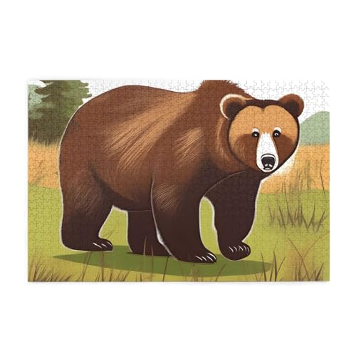Braunbär Walking Horizontal Wooden Jigsaw Puzzle 1000 Pieces Relax and Improve Hands on Skills and Konzentration von XZDZWK