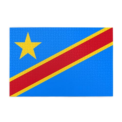 Flagge des Kongo Horizontales Holzpuzzle 1000 Teile Entspannen und Verbessern Sie die Hände auf Fähigkeiten und Konzentration von XZDZWK