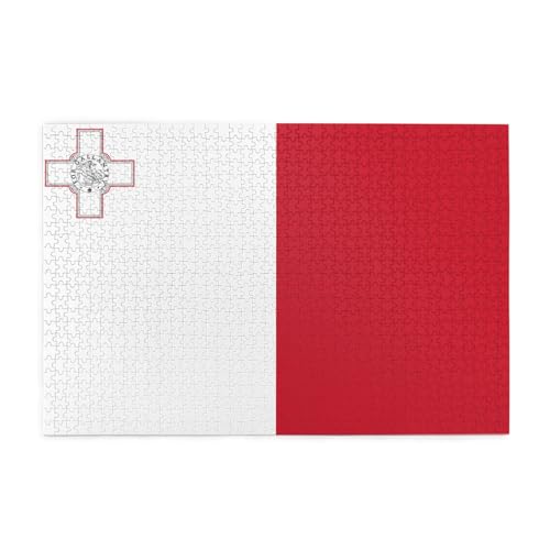 Flagge von Malta Horizontales Holzpuzzle 1000 Teile Entspannen und Verbessern Sie die Hände auf Fähigkeiten und Konzentration von XZDZWK
