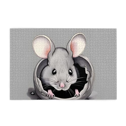 Graue Ratte Horizontales Holzpuzzle 1000 Teile Entspannen und Verbessern Sie die Hände auf Fähigkeiten und Konzentration von XZDZWK