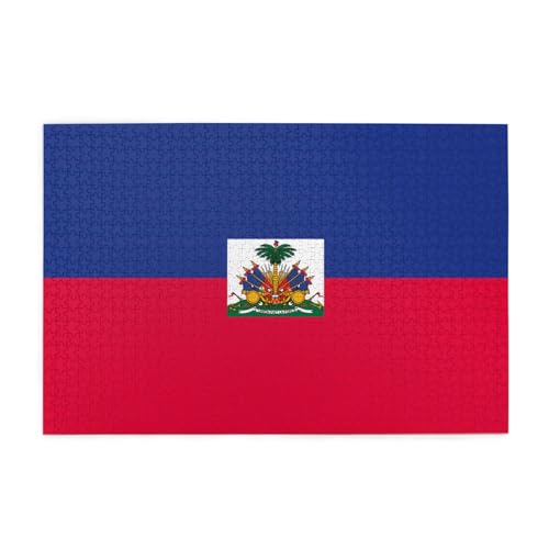 Haitianische Flagge Horizontales Holzpuzzle 1000 Teile Entspannen und Verbessern Sie die Hände auf Fähigkeiten und Konzentration von XZDZWK