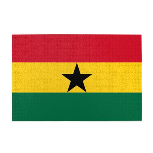 Horizontales Holzpuzzle Flagge von Ghana, 1000 Teile, Entspannen und verbessern Sie die Hände auf Fähigkeiten und Konzentration von XZDZWK
