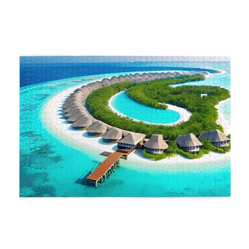 Horizontales Holzpuzzle Malediven Landschaft 1000 Teile Entspannen und verbessern die Hände auf Fähigkeiten und Konzentration von XZDZWK