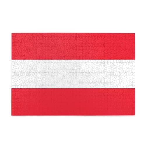 Horizontales Holzpuzzle Österreichische Flagge 1000 Teile Entspannen und Verbessern Sie die Hände auf Fähigkeiten und Konzentration von XZDZWK