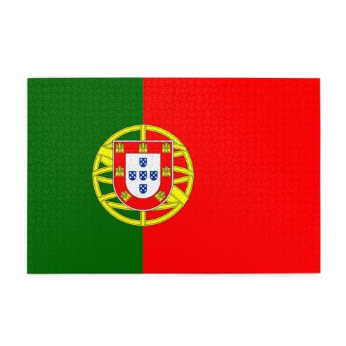 Horizontales Holzpuzzle mit portugiesischer Flagge, 1000 Teile, Entspannen und verbessern Sie die Hände auf Fähigkeiten und Konzentration von XZDZWK
