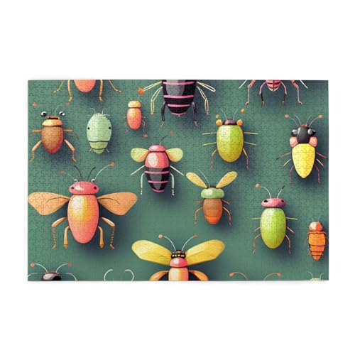 Insect Atlas Horizontal Wooden Jigsaw Puzzle 1000 Pieces Relax and Improve Hands on Skills and Concentration von XZDZWK