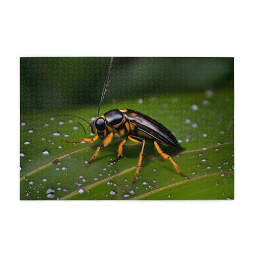 Insekten auf Blättern Horizontales Holzpuzzle 1000 Teile Entspannen und verbessern die Hände auf Fähigkeiten und Konzentration von XZDZWK
