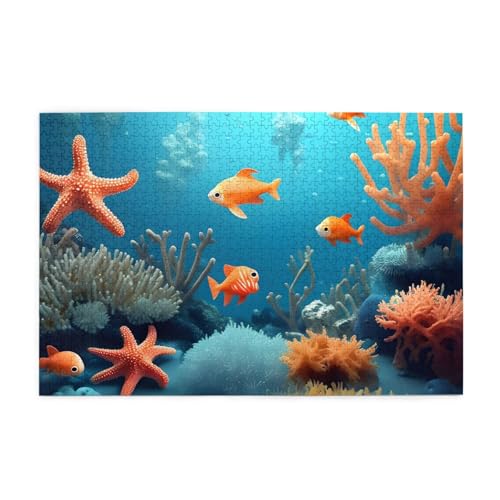 Korallenfische Unterwasser Horizontales Holzpuzzle 1000 Teile Entspannen und Verbessern Sie die Hände auf Fähigkeiten und Konzentration von XZDZWK