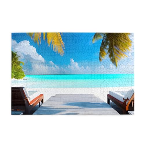 Maldives Holidays Horizontales Holzpuzzle 1000 Teile Entspannen und Verbessern Sie die Hände auf Fähigkeiten und Konzentration von XZDZWK