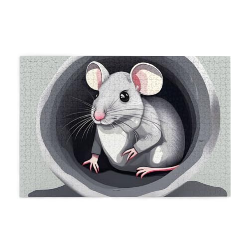 Maus im Loch Horizontales Holzpuzzle 1000 Teile Entspannen und Verbessern Sie die Hände auf Fähigkeiten und Konzentration von XZDZWK