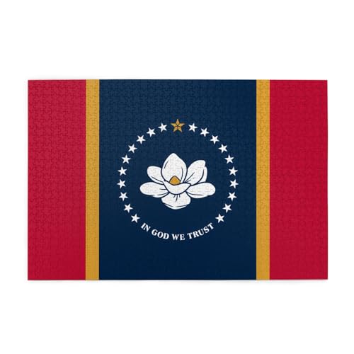 Mississippi State Flag Horizontal Wooden Jigsaw Puzzle 1000 Pieces Relax and Improve Hands on Skills and Concentration Mississippi State Flag Horizontal Wooden Jigsaw Puzzle 1000 Pieces Relax and Improve Hands on Skills and Concentration von XZDZWK
