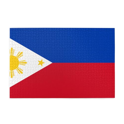 Philippinische Flagge Horizontales Holzpuzzle 1000 Teile Entspannen und Verbessern Sie die Hände auf Fähigkeiten und Konzentration von XZDZWK