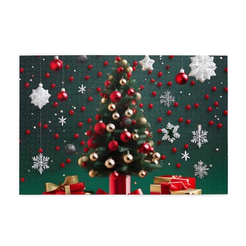 Runde Kugel Weihnachtsbaum Horizontal Holz Puzzle 1000 Teile Entspannen und Verbessern Sie die Hände auf Fähigkeiten und Konzentration von XZDZWK