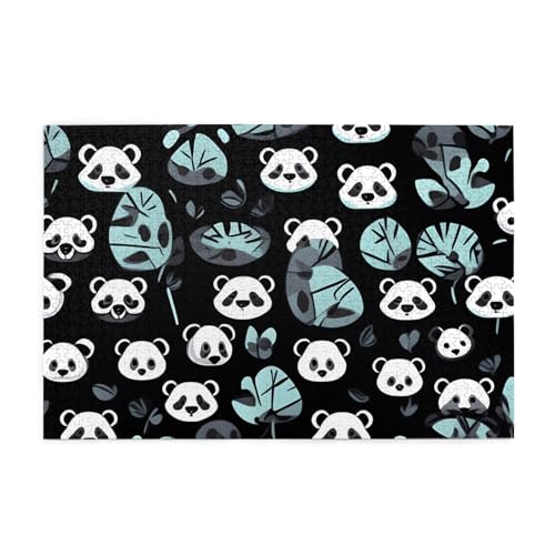Schwarz-weißes Panda-Gesicht, horizontales Holzpuzzle, 1000 Teile, entspannen und verbessern die Hände auf Fähigkeiten und Konzentration von XZDZWK