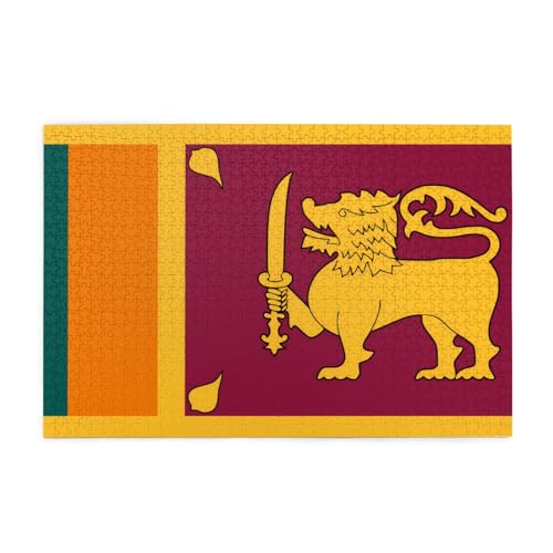 Sri Lanka Flagge Horizontales Holzpuzzle 1000 Teile Entspannen und Verbessern Sie die Hände auf Fähigkeiten und Konzentration von XZDZWK
