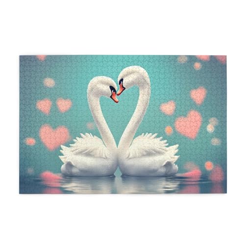 The Swan in love Horizontal Wooden Jigsaw Puzzle 1000 Pieces Relax and Improve Hands on Skills and Konzentration von XZDZWK