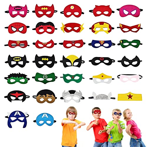 XZMCAT Superhelden Maske 32 Stück, Filzmasken, Halbmaskenm Elastischen Seil, Party Masken für Mädchen Junge Geburtstage Karneval Maskerade Rollenspiel Party XZMCAT Superhelden Maske 32 Stück, Filzmasken, Halbmaskenm Elastischen Seil, Party Masken für Mädchen Junge Geburtstage Karneval Maskerade Rollenspiel Party von XZMCAT