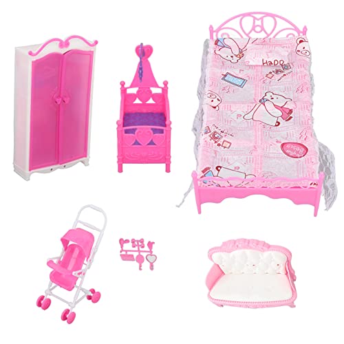1:12 Puppenhaus-Schlafzimmermöbel-Set für Kinder, lebensechtes, exquisites Puppenhaus-Möbel-Set für Rollenspiele von XZXCVN