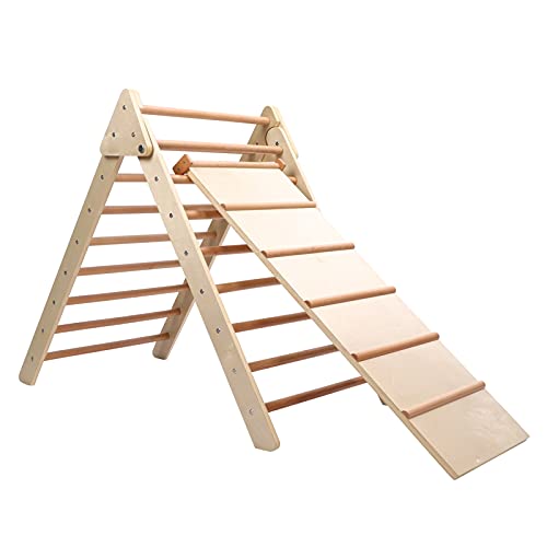 Faltbare Holzkletterdreiecksleiter - 2 in 1 Schieber und Kletterspielzeug für Kinder, stabiles Design unterstützt 132 lbs für 6 Monate bis 6 Jahre von XZXCVN