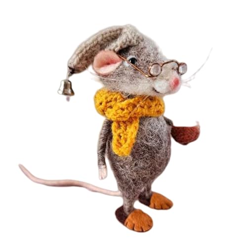 Xafrstyu Weihnachtliche Filzmaus, Niedliche handgefertigte Wollfilzmaus Ornament, Einzigartige Filzmäuse Figur für Festliche Weihnachtsdekoration, Filz Weihnachtsmaus Puppe (C) von Xafrstyu