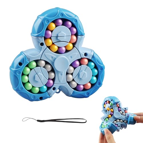 Xahpower Magic Bean Rotierender Würfel,Rotierender Fingerwürfel Spielzeug,Dekompression Puzzle Toys für Kinder,IQ Game Magic Bean,Geschenke für Erwachsene und Kinder (Blau) von Xahpower