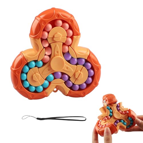 Xahpower Magic Bean Rotierender Würfel,Rotierender Fingerwürfel Spielzeug,Dekompression Puzzle Toys für Kinder,IQ Game Magic Bean,Geschenke für Erwachsene und Kinder (Orange) von Xahpower