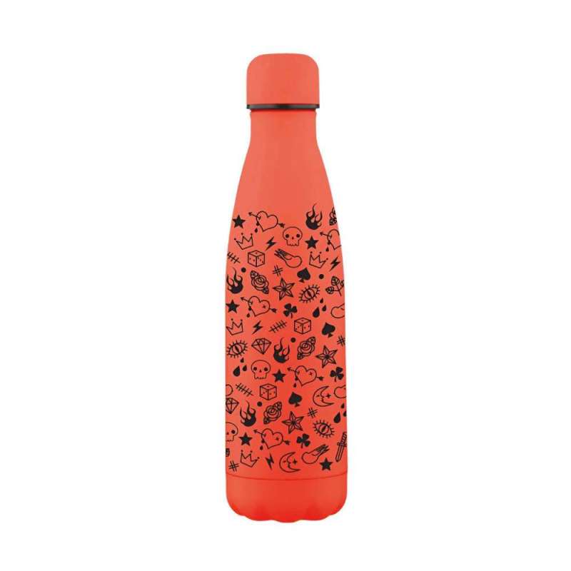 XANADOO Trinkflasche aus Edelstahl - Kidsline, Volumen 500 ml, Xanadoo Designs Neon orange-Tattoo von Xanadoo
