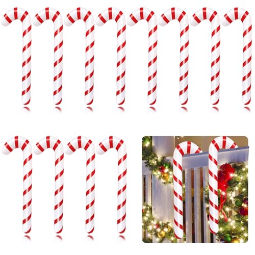Aufblasbare Zuckerstangen für Weihnachtsdekoration, große Zuckerstangen mit roten und weißen Streifen, Zuckerstangen-Ballons für Weihnachten, Innen- und Außenbereich, Urlaub, Hof, Dekoration von Xanllaxa