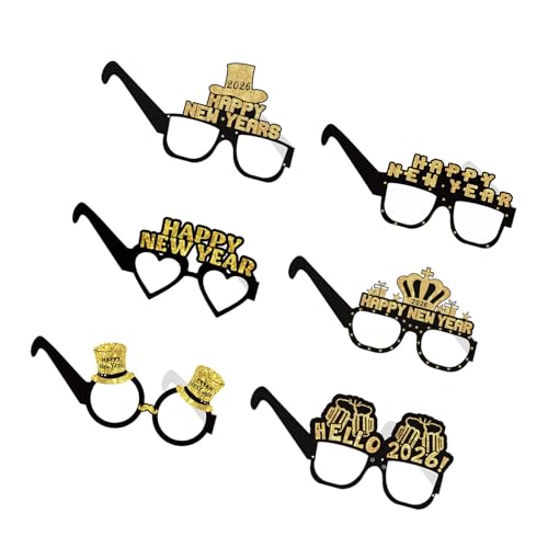 Xanorrg 6PCS Trendy 2026 Party Eyewear Paper Design Kompakte Tragbare Stile Für Neujahrstänze Und Nachtversammlungen Neujahr Kostümzubehör von Xanorrg