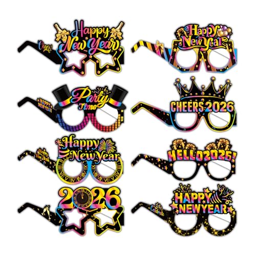 Xanorrg Neujahr 2026 Papier Eyewear Bundle 8 PCs Kostüm Accessoire Funny Party Gläser Feier Dekoration Requisiten Neujahrsfeier Accessoires Xanorrg Neujahr 2026 Papier Eyewear Bundle 8 PCs Kostüm Accessoire Funny Party Gläser Feier Dekoration Requisiten Neujahrsfeier Accessoires von Xanorrg