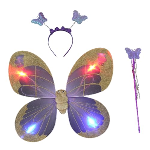 Xanorrg Prinzessin Fairy Dress Up Set Für Geburtstagsfeier Halloween Weihnachtsmädchen 3-6 Mit Flügelwandstirnbandkrone Für Mädchen Erwachsene Frauen von Xanorrg