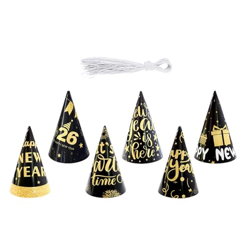 Xanorrg Silvester Party Liefert 2026 Gold Black Glitters Kegelhüte Frohes Neujahrshut Für Count Down Party Gold Black Glitter Kegel Hüte von Xanorrg