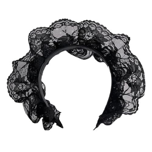 Xanorrg Spitzenhaarband Für Weibliche Französische Rüschen Blumenhaarhoop Elegante Dinnerparty Stirnband Anime Mail Kostümzubehör Haarhoop von Xanorrg