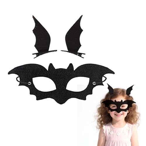 Xanthelle Halloween Maske Kinder, Fledermaus Kostüm für Mädchen, Gruselige Verkleidung mit Maske, ideal für Kostümpartys, Halloween Feiern von Xanthelle