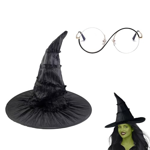 Xanthelle Hexenhut, Halloween Hut Damen und Kinder Witch Hat für Erwachsene, Schwarzer Hexen Hut Frauen mit Brille Kostüm Accessoire von Xanthelle