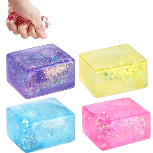 4 Stück Stressballs für Kinder und Erwachsene, Anti Stress Spielzeug, Eiswürfel Fidget Toys, Squeeze Cube Kinder Spielzeug, Anti Stress Spielzeug für Angst und Stressabbau 4 Stück Stressballs für Kinder und Erwachsene, Anti Stress Spielzeug, Eiswürfel Fidget Toys, Squeeze Cube Kinder Spielzeug, Anti Stress Spielzeug für Angst und Stressabbau von Xaosin