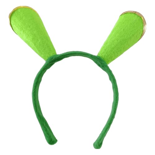 Xasbseulk Cosplay Kopfband mit Ohren - Karneval Fasching Kopfschmuck Für Cosplay | Grüner Haarschmuck mit Goldkante Damen Täglicher Tragekomfort Spa Festliche Hautpflege von Xasbseulk